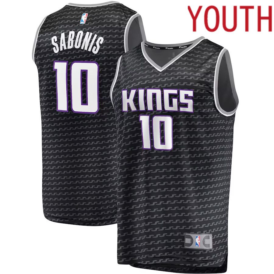 Youth Sacramento Kings #10 Domantas Sabonis Fanatics Branded Black Fast Break Player NBA Jersey